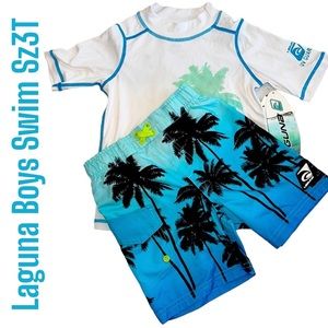 Laguna Boys 2Pc Beach Party /Palms Swim Set Size 3T NWT